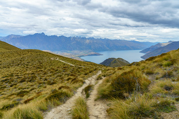 hiking the ben lomond track, view of lake wakatipu at queenstown, new zealand 53