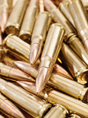 Pile of golden russian rifle ammo