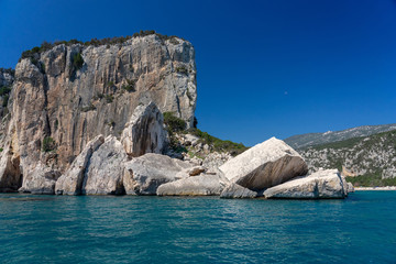 Fototapeta na wymiar East coast of Sardinia. Vew from the sea
