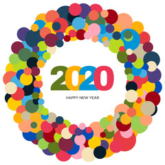 Multi colored circles Happy New Year 2020