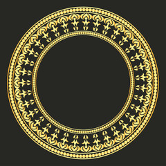 Designer decorative frame.Beautiful elegant vector element for design and place for your text. Golden floral border for any of your ideas.Lace image in the form of a circle