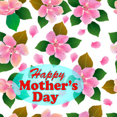 Happy Mother's Day background with flowers on the tree.