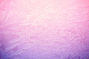 Frost drawing on window glass, snowflake ornament after anomaly ice cold