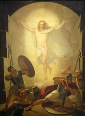 Altarpiece depicting Resurrection of Christ, work by Michele Ridolfi in Cathedral of St.Martin in Lucca, Italy