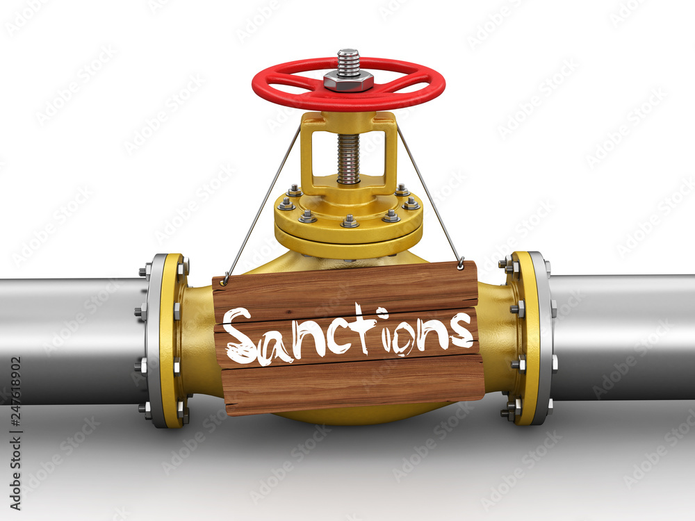 Poster pipeline with sanctions. image with clipping path
