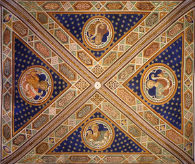 Fresco painting on the ceiling of the Cathedral of St Martin in Lucca, Italy