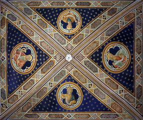 Fresco painting on the ceiling of the Cathedral of St Martin in Lucca, Italy