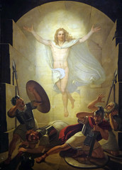 Altarpiece depicting Resurrection of Christ, work by Michele Ridolfi in Cathedral of St.Martin in Lucca, Italy