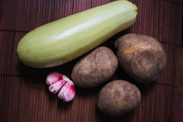 Squash, potatoes and garlic