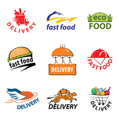 Vector set food delivery, icons, logo and illustrations B