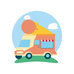 ice cream car isolated icon