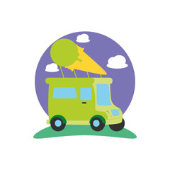 ice cream car isolated icon