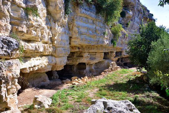 archaeological area of ispica quarry, modica sicily italy