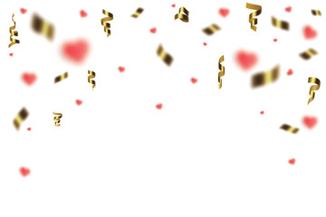 Blank banner with color and confetti isolated on white background. Vector festive background.