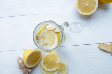 Lemon and ginger in glass jar