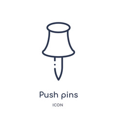 push pins icon from tools and utensils outline collection. Thin line push pins icon isolated on white background.