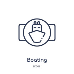 boating icon from transport outline collection. Thin line boating icon isolated on white background.
