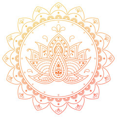 Minimal folk indian mandala with lotus. colorful illustration for yoga, design