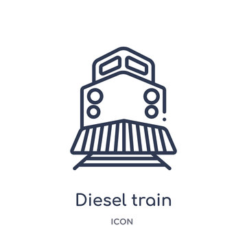 diesel train icon from transport outline collection. Thin line diesel train icon isolated on white background.