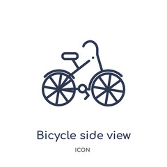 Fototapeta premium bicycle side view icon from transport outline collection. Thin line bicycle side view icon isolated on white background.