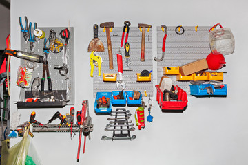 Tools assorted on the wall - Repair concept