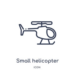 small helicopter icon from transport outline collection. Thin line small helicopter icon isolated on white background.