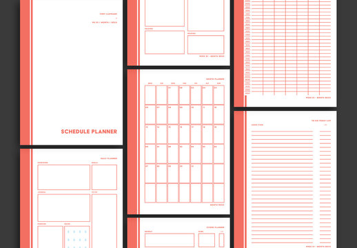 Personal Planner Layout Set with Orange Accents