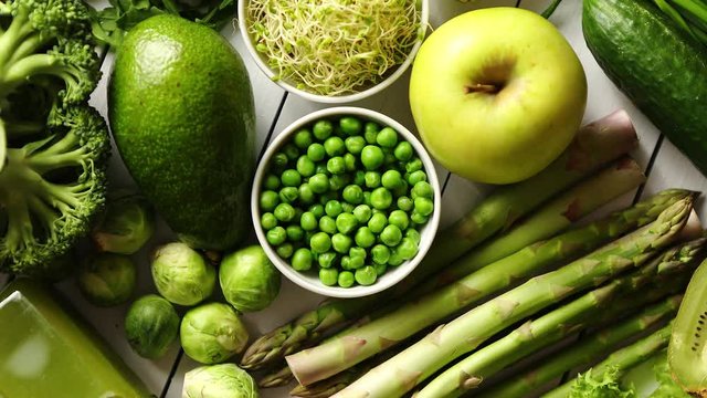 Green antioxidant organic vegetables, fruits and herbs