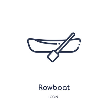 rowboat icon from transport outline collection. Thin line rowboat icon isolated on white background.