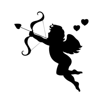 recommend clip art: Cupid love silhouette ancient mythology fantasy. Vector illustration.