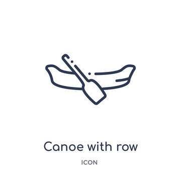 canoe with row icon from transport outline collection. Thin line canoe with row icon isolated on white background.
