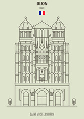 Fototapeta premium Saint Michel church in Dijon, France. Landmark icon