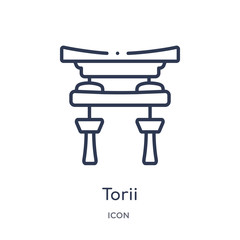 torii icon from travel outline collection. Thin line torii icon isolated on white background.