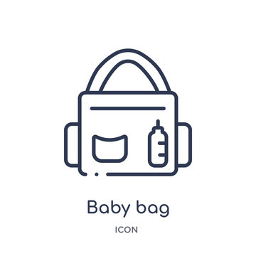 Baby Bag Icon From Travel Outline Collection. Thin Line Baby Bag Icon Isolated On White Background.