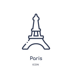 paris icon from travel outline collection. Thin line paris icon isolated on white background.