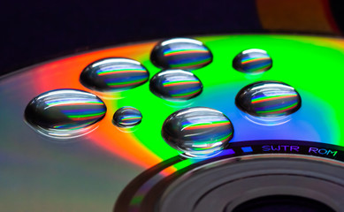 abstract background of water drops on CD disk