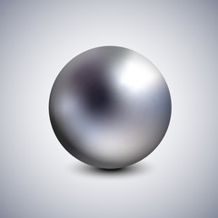 Realistic dark pearl. Spherical 3D orb with transparent glares and highlights for decoration. Jewelry gemstones. Vector Illustration.