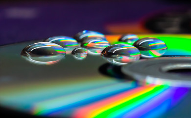 abstract background of water drops on CD disk