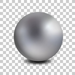 Chrome matt metal ball realistic isolated. Spherical 3D orb. Jewelry gemstone. Vector Illustration. - 247629353
