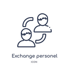 exchange personel icon from user interface outline collection. Thin line exchange personel icon isolated on white background. - obrazy, fototapety, plakaty
