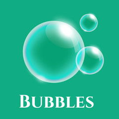transparent soap bubbles with reflection, vector illustration