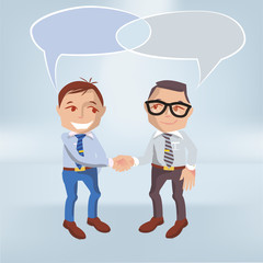 Männchen mit Sprechblasen mit Schnittmenge