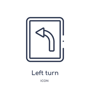 left turn icon from user interface outline collection. Thin line left turn icon isolated on white background.