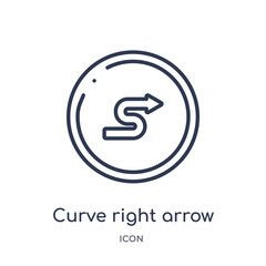 curve right arrow icon from user interface outline collection. Thin line curve right arrow icon isolated on white background.