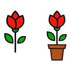 cartoon tulip vector in a pot set