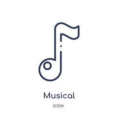 musical icon from user interface outline collection. Thin line musical icon isolated on white background.