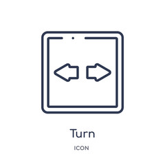 turn icon from user interface outline collection. Thin line turn icon isolated on white background.