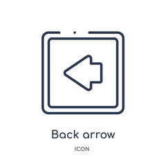 back arrow icon from user interface outline collection. Thin line back arrow icon isolated on white background.