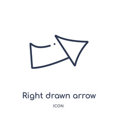 right drawn arrow icon from user interface outline collection. Thin line right drawn arrow icon isolated on white background.