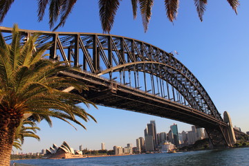 Fototapeta premium Sydney Harbor at sunset - Opera house Sydney - Harbor Bridge Sydney